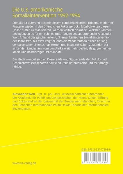 Produktbild: Die U.S.-amerikanische Somaliaintervention 1992-1994