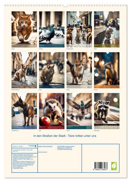 Produktbild: In den Stra&szlig;en der Stadt - Tiere mitten unter uns (hochwertiger Premium Wandkalender 2026 DIN A2 hoch), Kunstdruck in Hochglanz