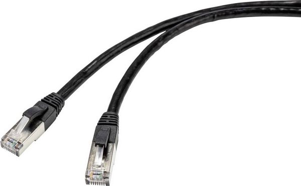 Produktbild: Renkforce RF-4538210 RJ45 Patchkabel CAT 6a S/FTP 50.00 m Schwarz f&uuml;r Au&szlig;enbereich geeignet 1 St.