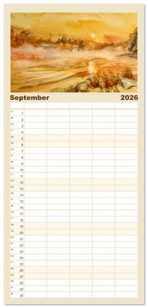 Produktbild: Familienplaner 2026 - Dresden und das Elbtal - Ein Aquarellkalender von Claudia Pinkau mit 5 Spalten (Wandkalender, 21 x 45 cm) CALVENDO