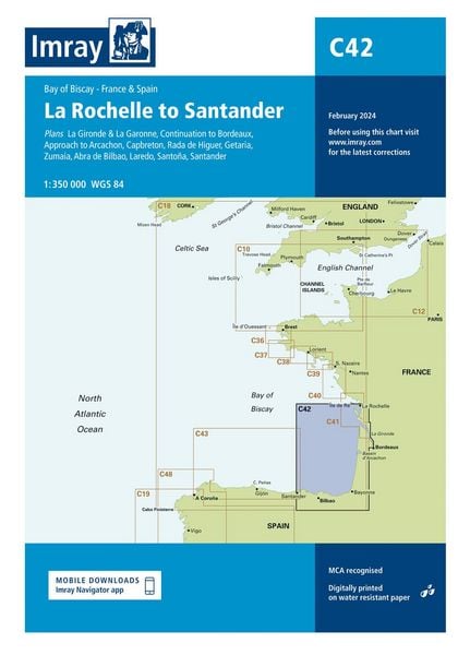 Produktbild: C42 La Rochelle to Santander, Imray Chart