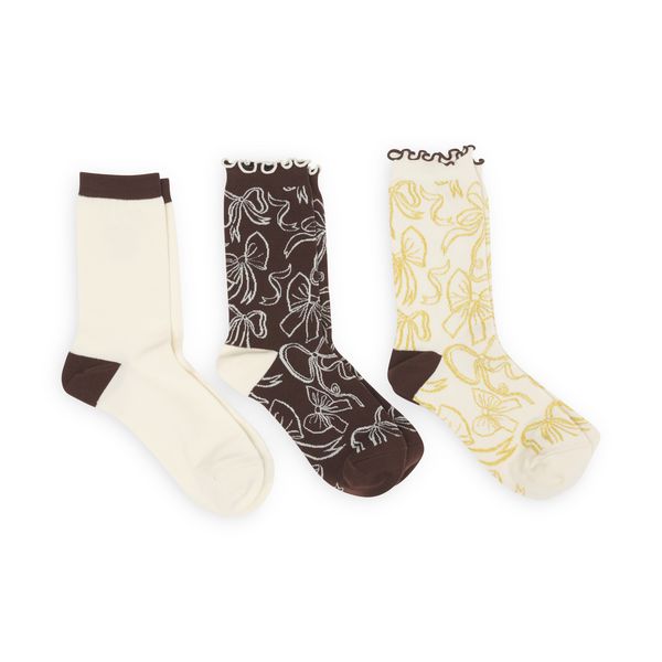 Produktbild: Socken 3er Set &bdquo;Lebkuchen & Schleife&ldquo;, Gr. 36-41