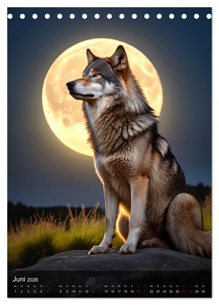 Produktbild: Der Wolf - Sehnsucht Freiheit Kraft (Tischkalender 2026 DIN A5 hoch), CALVENDO Monatskalender