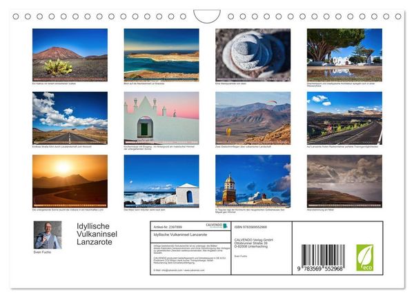 Produktbild: Idyllische Vulkaninsel Lanzarote (Wandkalender 2027 DIN A4 quer), CALVENDO Monatskalender