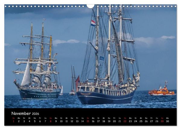 Produktbild: Windjammer vor Warnem&uuml;nde (Wandkalender 2026 DIN A3 quer), CALVENDO Monatskalender