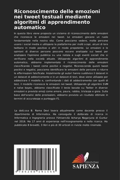 Produktbild: Riconoscimento delle emozioni nei tweet testuali mediante algoritmi di apprendimento automatico