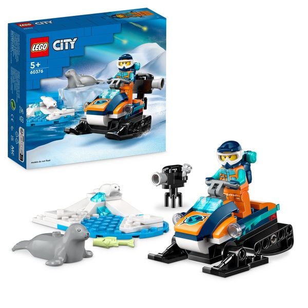 LEGO City 60376 Arktis-Schneemobil, Set mit 3 Tier-Figuren Konstruktionsspielzeug