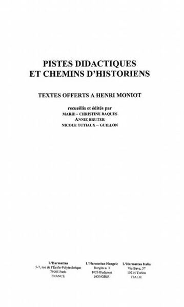 Produktbild: Pistes didactiques et chemins d'histoires