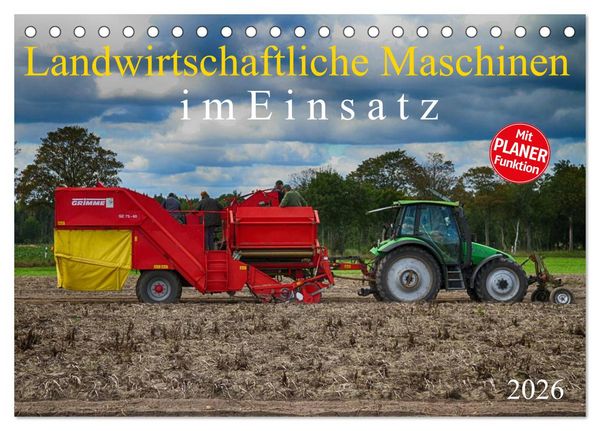 Produktbild: Landwirtschaftliche Maschinen im Einsatz (Tischkalender 2026 DIN A5 quer), CALVENDO Monatskalender