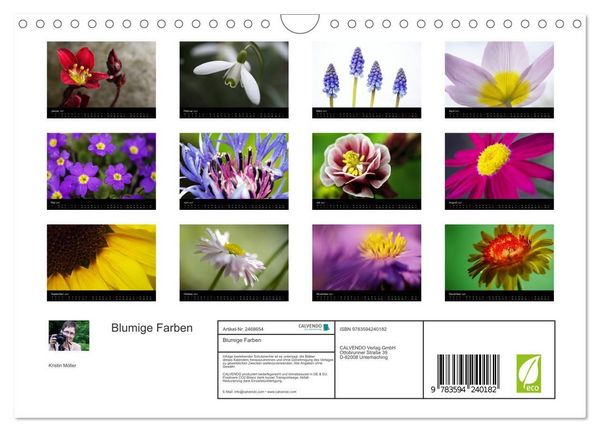 Produktbild: Blumige Farben (Wandkalender 2027 DIN A4 quer), CALVENDO Monatskalender