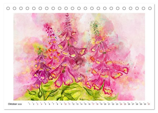 Produktbild: Bl&uuml;ten & Blumen Aquarelle - Farbenfrohe Sch&ouml;nheiten (Tischkalender 2026 DIN A5 quer), CALVENDO Monatskalender