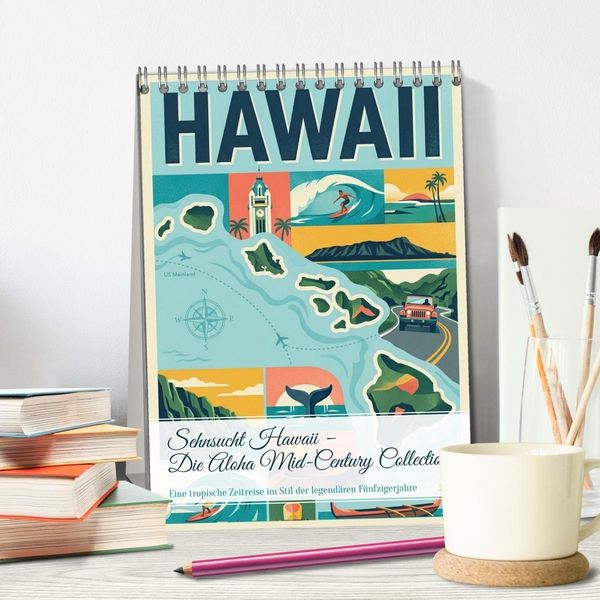Produktbild: Sehnsucht Hawaii &ndash; Die Aloha Mid-Century Collection (Tischkalender 2027 DIN A5 hoch), CALVENDO Monatskalender