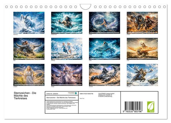 Produktbild: Sternzeichen - Die M&auml;chte des Tierkreises (Wandkalender 2027 DIN A4 quer), CALVENDO Monatskalender