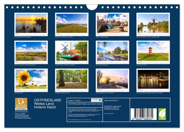 Produktbild: OSTFRIESLAND Weites Land hinterm Deich (Wandkalender 2026 DIN A4 quer), CALVENDO Monatskalender