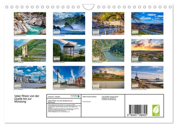 Produktbild: Vater Rhein von der Quelle bis zur M&uuml;ndung (Wandkalender 2026 DIN A4 quer), CALVENDO Monatskalender
