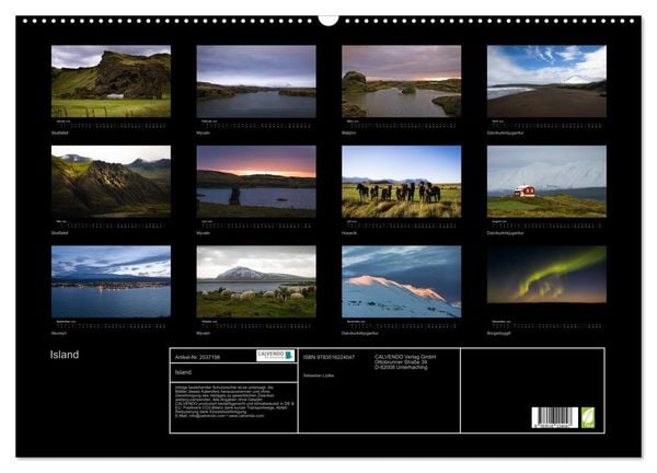 Produktbild: Island (Wandkalender 2026 DIN A2 quer), CALVENDO Monatskalender