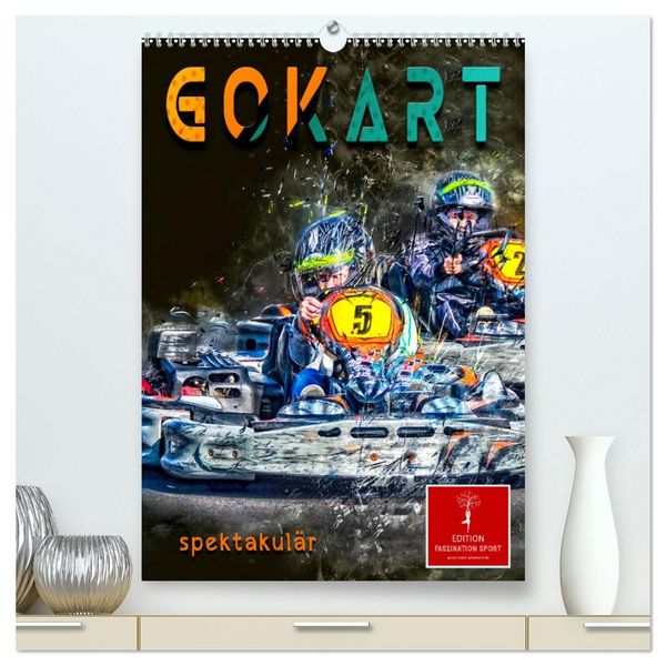 Produktbild: Gokart spektakul&auml;r (hochwertiger Premium Wandkalender 2026 DIN A2 hoch), Kunstdruck in Hochglanz