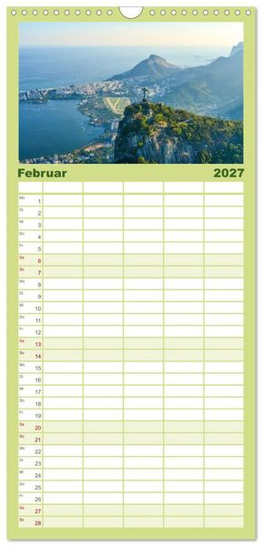 Produktbild: Familienplaner 2027 - Brasilien - Das einzigartige Land in S&uuml;damerika. mit 5 Spalten (Wandkalender, 21 x 45 cm) CALVENDO