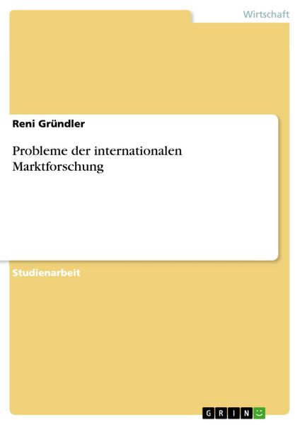 Produktbild: Probleme der internationalen Marktforschung