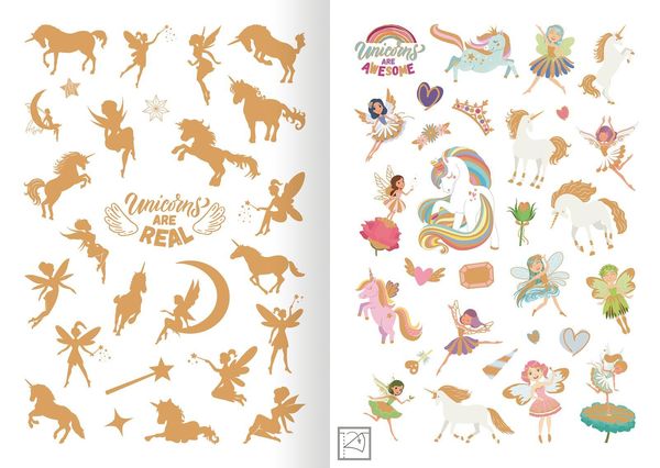 Produktbild: Metallic-Sticker &ndash; Feen & Einh&ouml;rner
