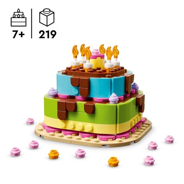 Produktbild: LEGO 40815 Geburtstagstorte, Tischdeko zum Selbergestalten, cooles Geschenkset