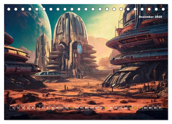 Produktbild: Pionierbauten auf fremden Planeten (Tischkalender 2026 DIN A5 quer), CALVENDO Monatskalender