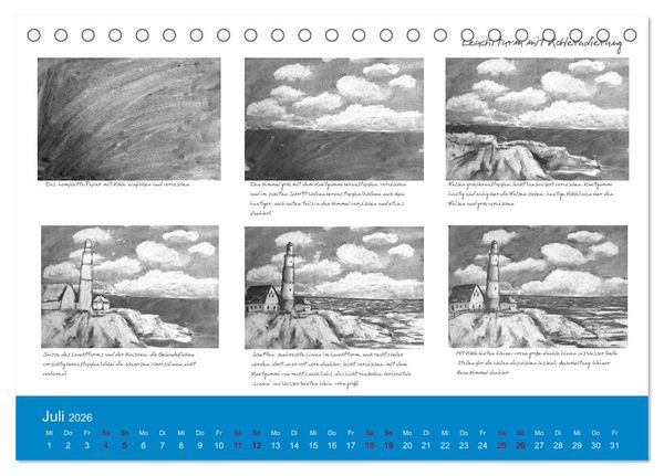 Produktbild: Mal einfach mit ! 12 ausf&uuml;hrliche Schritt f&uuml;r Schritt Anleitungen (Tischkalender 2026 DIN A5 quer), CALVENDO Monatskalender