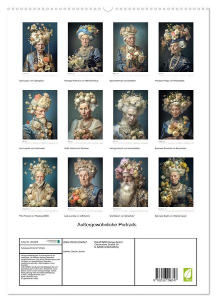 Produktbild: Au&szlig;ergew&ouml;hnliche Portraits (hochwertiger Premium Wandkalender 2026 DIN A2 hoch), Kunstdruck in Hochglanz