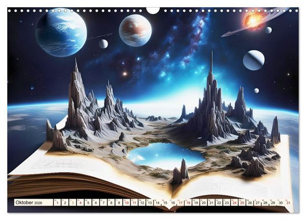 Produktbild: Fantasy-B&uuml;cher Sch&ouml;nheit des Universums (Wandkalender 2026 DIN A3 quer), CALVENDO Monatskalender