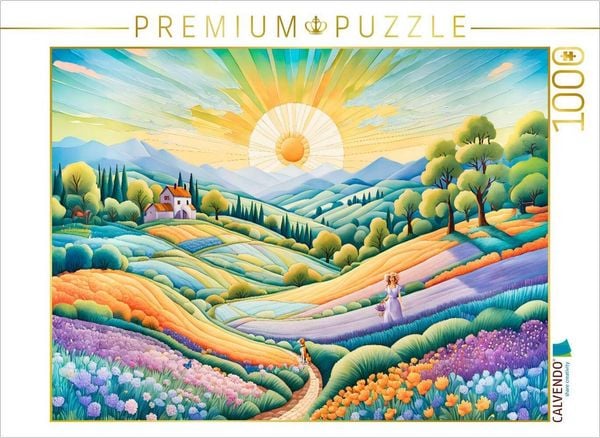 Produktbild: CALVENDO Puzzle Farbige H&uuml;gellandschaft bei Sonnenaufgang | 1000 Teile Lege-Gr&ouml;&szlig;e 64x48cm Foto-Puzzle f&uuml;r gl&uuml;ckliche Stunden