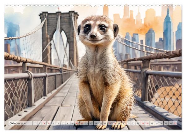 Produktbild: Erdm&auml;nnchen in New York City (hochwertiger Premium Wandkalender 2026 DIN A2 quer), Kunstdruck in Hochglanz