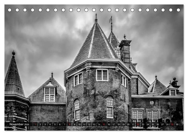 Produktbild: AMSTERDAM Stadtherz in Monochrom (Tischkalender 2026 DIN A5 quer), CALVENDO Monatskalender