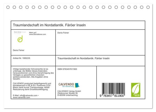 Produktbild: Traumlandschaft im Nordatlantik. F&auml;r&ouml;er Inseln (Tischkalender 2026 DIN A5 quer), CALVENDO Monatskalender