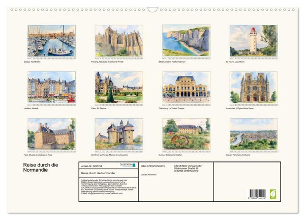 Produktbild: Reise durch die Normandie (Wandkalender 2026 DIN A2 quer), CALVENDO Monatskalender