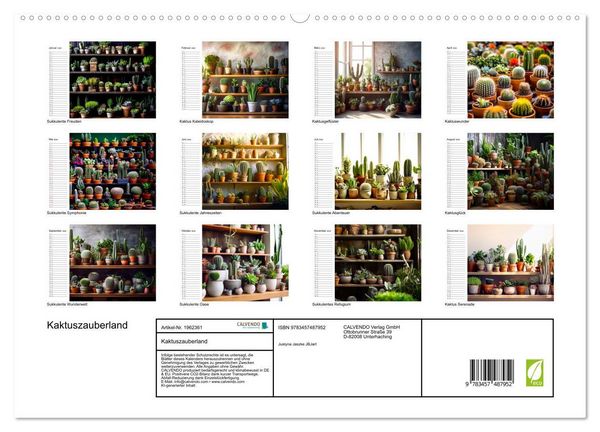 Produktbild: Kaktuszauberland (hochwertiger Premium Wandkalender 2026 DIN A2 quer), Kunstdruck in Hochglanz