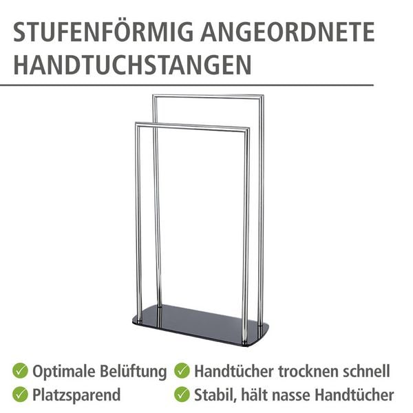 Produktbild: Handtuchhalter Mod. Ravina Edelstahl gl&auml;nzend, Handtuchst&auml;nder mit Bodenplatte aus Glas