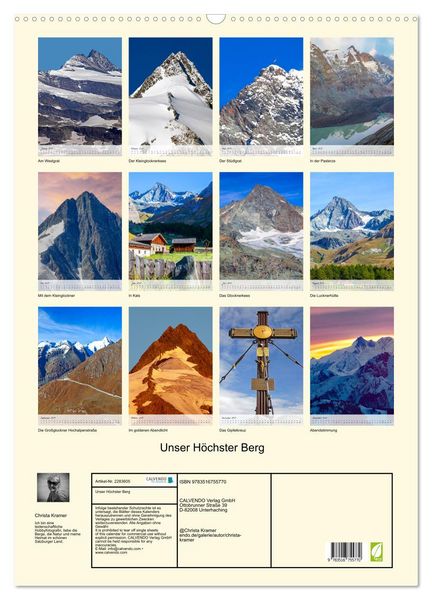 Produktbild: Unser H&ouml;chster Berg (Wandkalender 2027 DIN A2 hoch), CALVENDO Monatskalender
