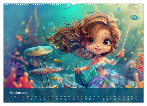 Produktbild: Kleine Meerjungfrauen (Wandkalender 2026 DIN A2 quer), CALVENDO Monatskalender