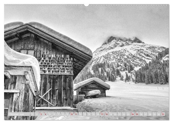 Produktbild: Arlberg black and white (hochwertiger Premium Wandkalender 2026 DIN A2 quer), Kunstdruck in Hochglanz