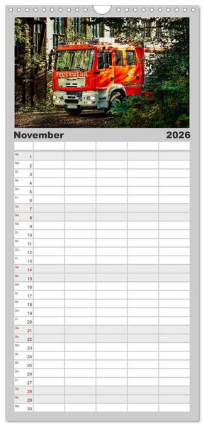 Produktbild: Familienplaner 2026 - Feuerwehr - mein Kalender mit 5 Spalten (Wandkalender, 21 x 45 cm) CALVENDO