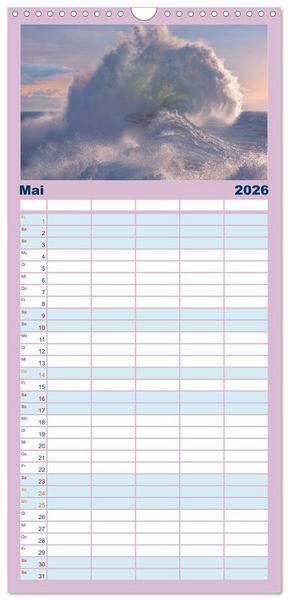 Produktbild: Familienplaner 2026 - Wellen Konzert mit 5 Spalten (Wandkalender, 21 x 45 cm) CALVENDO