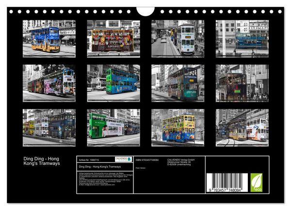 Produktbild: Ding Ding - Hong Kong's Tramways (Wandkalender 2026 DIN A4 quer), CALVENDO Monatskalender