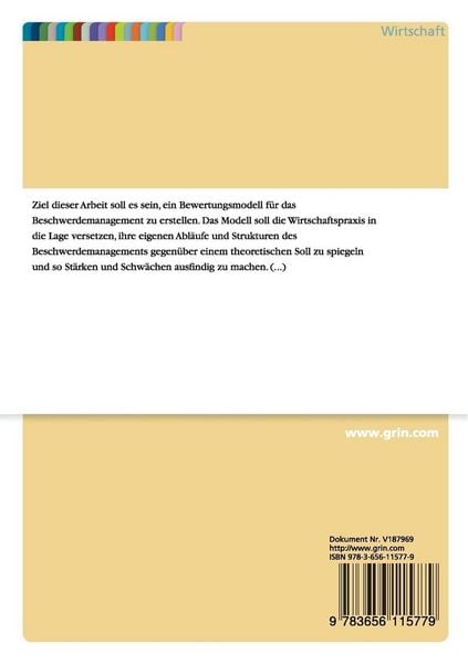 Produktbild: Entwicklung eines Bewertungsmodells f&uuml;r das Beschwerdemanagement auf Basis der EFQM