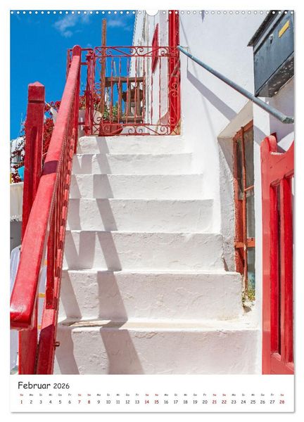 Produktbild: Treppauf, treppab in den Altstadtgassen von Mykonos (Wandkalender 2026 DIN A2 hoch), CALVENDO Monatskalender