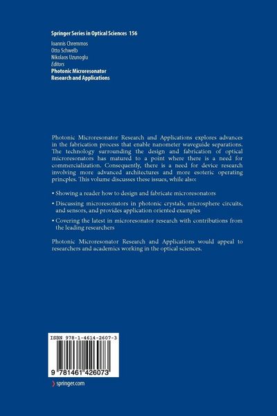 Produktbild: Photonic Microresonator Research and Applications