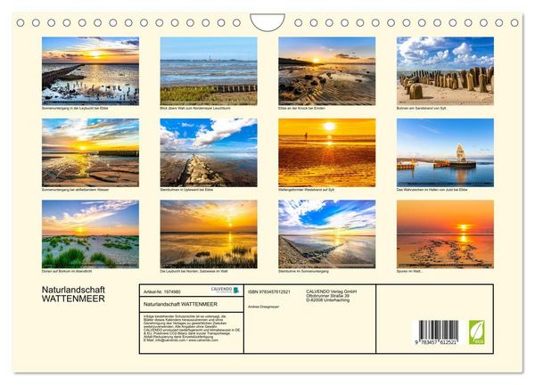 Produktbild: Naturlandschaft WATTENMEER (Wandkalender 2026 DIN A4 quer), CALVENDO Monatskalender