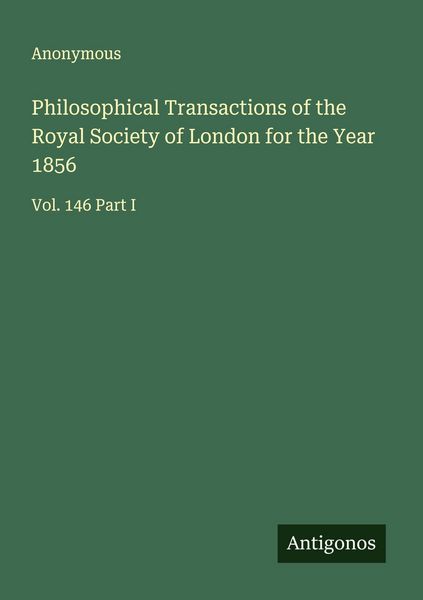 Produktbild: Philosophical Transactions of the Royal Society of London for the Year 1856