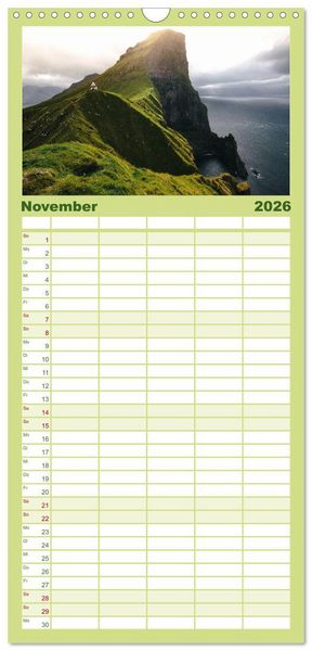 Produktbild: Familienplaner 2026 - F&auml;r&ouml;er - Die wundersch&ouml;nen Inseln im Norden. mit 5 Spalten (Wandkalender, 21 x 45 cm) CALVENDO