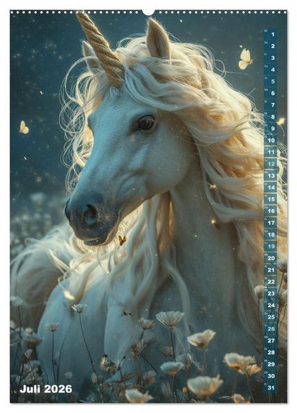 Produktbild: M&auml;rchenhafte Einhornreise - Ein Jahr voller Magie (hochwertiger Premium Wandkalender 2026 DIN A2 hoch), Kunstdruck in Hochglanz