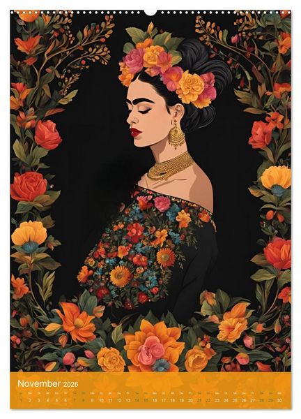 Produktbild: Gefangen in Normen. Frida Kahlo inspiriert. Flor de mi alma (Wandkalender 2026 DIN A2 hoch), CALVENDO Monatskalender